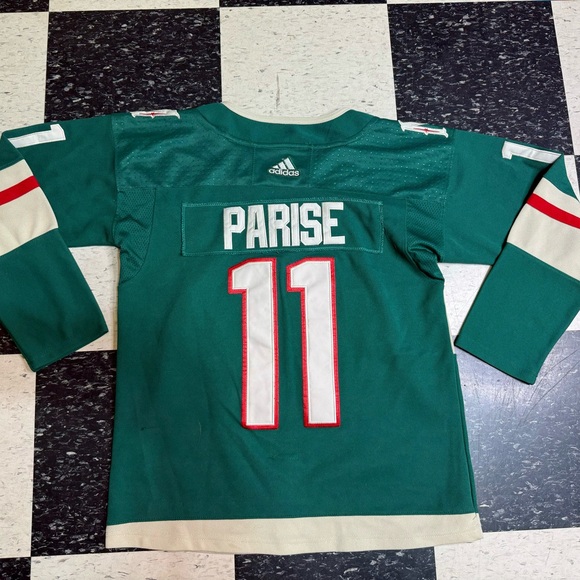 ZACH PARISE MINNESOTA WILD HOME AUTHENTIC ADIDAS PRIMEGREEN NH JERSEY size 40 - Picture 7 of 7